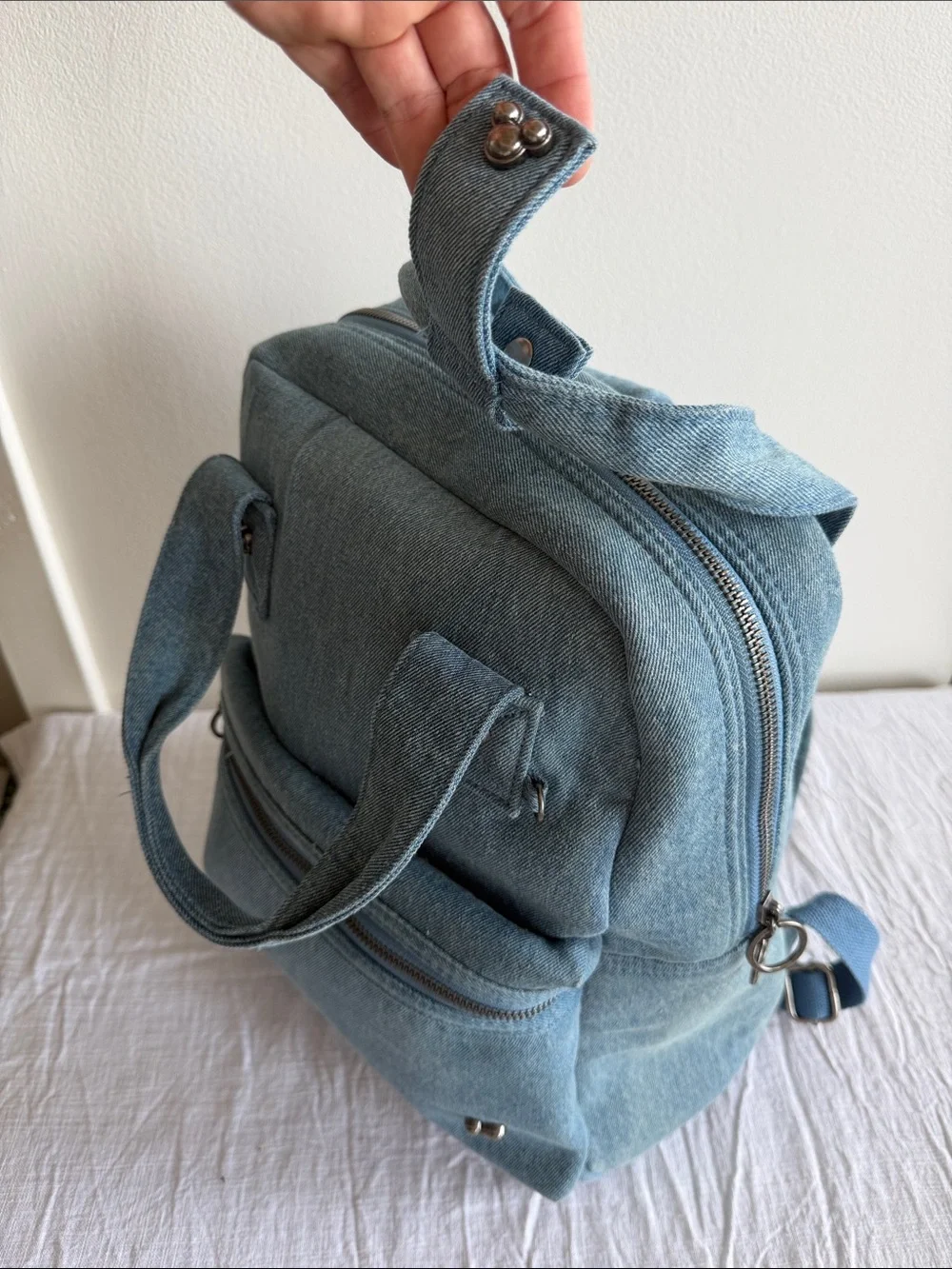 Light Blue-Denim 🏰 DISNEY 🐭 Backpack with Front Zip Pocket